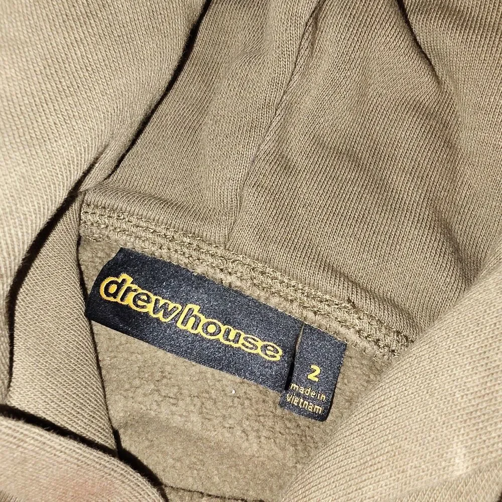 drew house Olive Green Hoodie with Yellow Smiley Logo